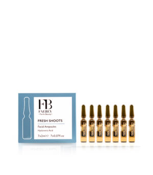 Fresh Shoots Facial Ampoules de la Faebey sunt fiole faciale pentru aplicare topica cu acid hialuronic.