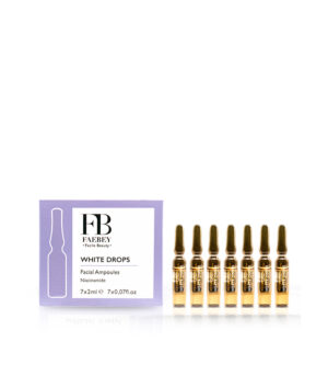 White Drops Facial Ampoules de la Faebey sunt fiole faciale pentru aplicare topica cu Vitamina B3.