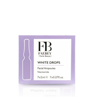 White Drops Facial Ampoules de la Faebey sunt fiole faciale pentru aplicare topica cu Vitamina B3.